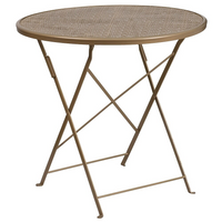 Flash Furniture 30'' Round Indoor-Outdoor Steel Folding Patio Table, Gold (CO4GD)-Folding Patio Table