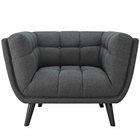 Modway - Bestow Tissu rembourré Fauteuil - Gris-Touffage élégant de boutons