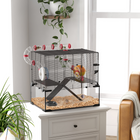 PawHut - Cage pour Hamster avec Fond en Verre Profond & Système de Tunnels-Une roue d'exercice et deux rampes pour l'exercice