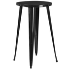 Ensemble de table bar ronde en métal noir avec 2 tabourets à dos lattes verticales, int/ext, 24 po [CH-51080BH-2-30VRT-BK-GG]-Revêtement thermolaqué noir