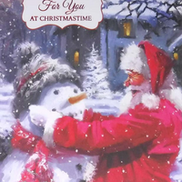 Mill Brook Studio - Cartes de souhaits Noël / Enveloppes - 5-3/8 po x 7-3/4 po - Nos Voeux: Père Noël & Bonhomme de Neige - Paquet de 18-Cartes de souhaits qualité boutique