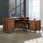 Sauder 59"W La Collection Clifford Place Bureau en L - Finition Grand Walnut-  Deux tiroirs sur des glissières à extension complète contiennent des fichiers suspendus de format Lettre pour garder vos documents importants organisés