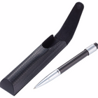 Troika Drehmoment Ballpoint Pen with Meditation Ring-The noble pin made of carbon and brass comes in a chic faux leather case