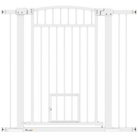 PawHut - Porte pour chien 30"-41" avec petite porte et kit d'extension - 37" H-Barrière de 37,4 po (95 cm) de hauteur