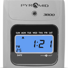 Pyramid Time Systems 3800 Auto Totaling Time Clock Small Business Bundle with Time Cards, Ink Ribbon & Security Keys-Prints date, cumulative time and daily overtime, month, in and out punch times, total time between punches, large back lit LCD time and date display; totals weekly, every two weeks, or semi-monthly pay periods