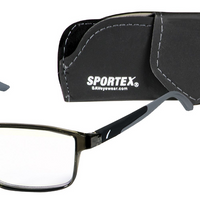 Sportex +2.50 Blue Light Reading Glasses-Unisex contemporary rectangular frame comes in blue featuring durable, lightweight, and flexible construction