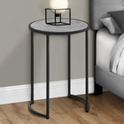 Monarch Specialties - 2206 Table D'Appoint - 24 po H/Fausse Pierre Grise/Metal Noir-Comprend un dessus de table rond de 18,25 pouces dans une finition texturée, aspect pierre grise et des pieds en métal dans une finition noire
