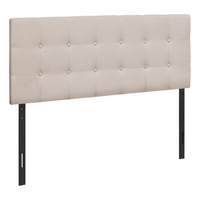 Monarch Specialties 6004F Full Size Headboard - Beige Linen-Button-tufted upholstered headboard in a beige linen-look fabric