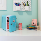 Koolatron Retro Portable 6 Can Thermoelectric Mini Fridge Cooler - 4 L / 4.2 qts - Aqua-Enough to hold six standard 12 oz/355 mL cans, and fits easily on a desk or shelf