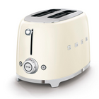 SMEG TSF01CRUS, Toaster 2 Tranches Années 50, Crème-Bouton chromé rétro éclairé avec 4 fonctions: réchauffer, dégivrer, annuler, Bagel
