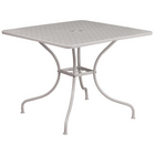 35.5'' Square Light Grey Indoor-Outdoor Steel Patio Table Set with 2 Round Back Chairs [CO-35SQ-03CHR2-SIL-GG]-Designed for Indoor and Outdoor Use