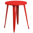 Table ronde de 24 po en métal rouge avec 4 chaises à dossier à lattes verticales, int/ext [CH-51080TH-4-18VRT-RED-GG]-Revêtement thermolaqué rouge