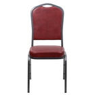 Flash Furniture – Chaise banquet empil Hercules, dos couronne, vinyle bourgogne, siège de 2,5 po, structure argentée, 4/paquet-Ensemble de 4 chaises de banquet polyvalentes
