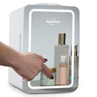 Koolatron - Réfrigérateur Cosmetics avec miroir de maquillage et anneau lumineux LED - 6 L-Porte miroir avec lumière intégrée à intensité variable avec commande tactile