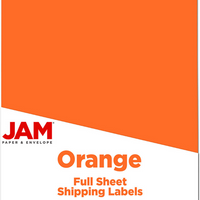 JAM Paper - Étiquettes d'expédition papier autocollant pleine page - 8 1/2 po x 11 po - Orange - Paquet de 10-Emballage anglais seulement