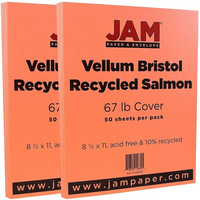 JAM Paper - Papier cartonné Bristol au fini vélin, 8,5 x 11 po, 67 lb, rose saumon, 2 paquets de 50 (169832g)-Couleur : Saumon