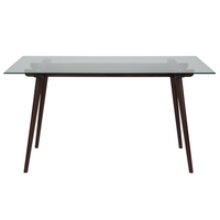 Flash Furniture Meriden 31.5" x 55" Rectangular Solid Espresso Wood Table with Clear Glass Top-Contemporary Style