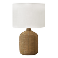 Monarch Specialties - Luminaire - 23 po H Lampe De Table - Rotin Marron - Abat-Jour Beige - Moderne-Apportez une touche décontractée et contemporaine à votre intérieur avec cette élégante lampe de table de 23 pouces de haut avec une base en forme de pot de gingembre, composée d'une base au fini texturé en rotin brun sur un cadre métallique, et surmontée d'un abat-jour moderne en tissu beige et d'un embout doré