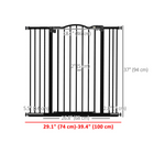 PawHut - Barrière pour Animaux 29"-39" avec Porte à Pression pour Chiens - Noir-Cadre en métal sans plomb, solide et robuste