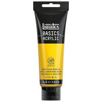 Liquitex Basics – Peinture acrylique 1046161, ton jaune cadmium moyen, tube de 118 ml-Formulée avec des pigments de qualité artistique sur lesquels l'artiste peut compter