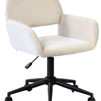 Homy Casa - Chaise de bureau pivotante avec roulettes, Tissu beige-Rotation à 360° pour une mobilité complète