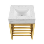 Modway - Gridiron 24" Vanette de salle de bain - Or blanc-Évier en marbre artificiel
