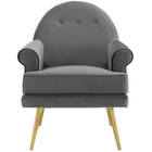 Modway - Revive Accent de boutons touffés Performance Velvet Fauteuil - Gris-Rembourrage en mousse dense