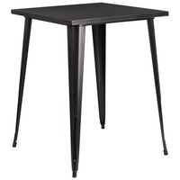 Flash Furniture 31.5" Square Black-Antique Gold Metal Indoor-Outdoor Bar Height Table-Metal Cafe Bar Table