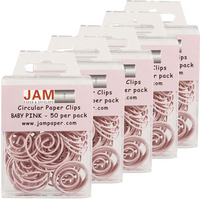 JAM Paper – Trombones en forme de spirale, rose bébé, 5 paquets de 50, total de 250 (2187132g)-Rose bébé