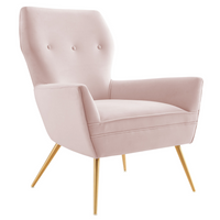 Modway - Renata Bouton touffé Performance Velvet Fauteuil - Rose-Fauteuil rétro glam
