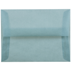 JAM Paper A2 Invitation Envelopes, 4.38 x 5.75, Ocean Blue Translucent Vellum, 50 Pack (PACV602I)-Ocean blue translucent envelope