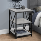Monarch Specialties 3596 Accent Table - 26"H/Grey/Black Metal-Slender yet sturdy black metal base has an X-shaped design on the sides for a decorative touch