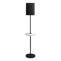 Monarch Specialties 62" H Contemporary Floor Lamp - Black Metal / White Marble-Minimalist, contemporary style black metal, 62"H floor lamp with a built-in fixed shelf table and topped with a tall drum shade to instantly upgrade a modern decor