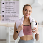 PurAthletics - Serviettes de sport en microfibre, antibactériennes, non pelucheuses, ultra-absorbantes - Amande/Aubergine - Paquet de 2-Non pelucheux