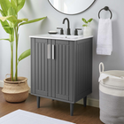 Modway - Augusta 24" Vanette de salle de bain - Gris blanc-Bassin d’évier en céramique intégré