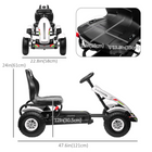 Aosom - Go-kart à pédales pour enfants avec siège réglable, roues en caoutchouc - blanc-Dimensions totales : 47,6 po L x 22,8 po l x 24 po H (121 x 58 x 61 cm) 