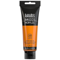 Liquitex Basics – Peinture acrylique 1046720, ton orange cadmium, tube de 118 ml-Formulée avec des pigments de qualité artistique sur lesquels l'artiste peut compter