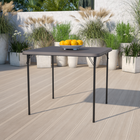 Flash Furniture 34" Square Bi-Fold Dark Grey Plastic Folding Table with Carrying Handle-Waterproof, Impact and Stain Resistant Top