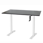 Ezywork - Bureau assis-debout réglable en hauteur manuellement - Structure blanche / Plateau noir-Cadre de bureau réglable en hauteur par manivelle