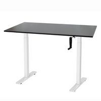 Ezywork - Bureau assis-debout réglable en hauteur manuellement - Structure blanche / Plateau noir-Cadre de bureau réglable en hauteur par manivelle