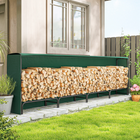 Outsunny Outdoor Firewood Rack with Rain Cover - Steel Chains - Dark Green-The PE cover protects the wood from weather conditions