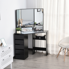HOMCOM - Coiffeuse d'angle avec miroir - 43,7 po L x 22,1 po l x 55,6 po H - noir-La construction en panneau de particules solide est conçue pour supporter vos différents objets 