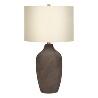 Monarch Specialties - Luminaire - 27 po H Lampe De Table - Céramique Gris - Abat-Jour Beige - Contemporain-Conçue en forme de vase, cette lampe de table en céramique grise texturée, surmontée d'un abat-jour tambour en lin beige et finie par un fleuron doré, apportera un style tendance et sophistiqué à tout salon, chambre à coucher ou bureau contemporain