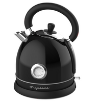 Frigidaire - Bouilloire électrique rétro en acier inoxydable - 1,8 L - Noir-Une jauge de température précise indique la température correcte de l'eau pour fournir la tasse de thé ou de café idéale