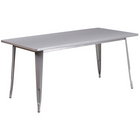 Flash Furniture – Table rectangulaire en métal de 31,5 x 63 po et 4 chaises empilables, int/ext, argenté (ET-CT005-4-30-SIL-GG)-31,50 larg. x 63 prof. x 29,50 haut. (po)