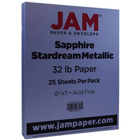 JAM Paper - Papier métallique Stardream 32 lb, 8,5 x 11 po, bleu saphir, paq./100-Stardream, bleu saphir