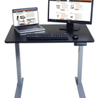 Victor - Bureau debout electrique compact reglable en hauteur, 3' de large, noir-Installez facilement un ou plusieurs moniteurs, clavier, souris, PC, telephone et papiers sur un même niveau