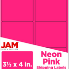 JAM Paper - Étiquettes d'adresse d'expédition - Grandes - 3 1/3 po x 4 po - rose fluo - Paquet de 120-Emballage anglais seulement