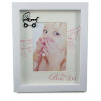 Elegance It's a Girl Picture Frame 4" x 6" -This beautiful picture frame with the words "Our Baby Girl" can hold up to a 4" x 6" picture.