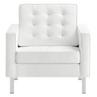 Modway - Loft Touffe Cuir végane Fauteuil - Blanc argenté-Capacité de poids : 330 lb